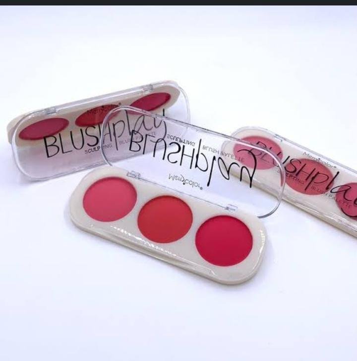 3 Color Makeup Blush Palette Mineral Powder Red Rouge Long Lasting... - Image 5