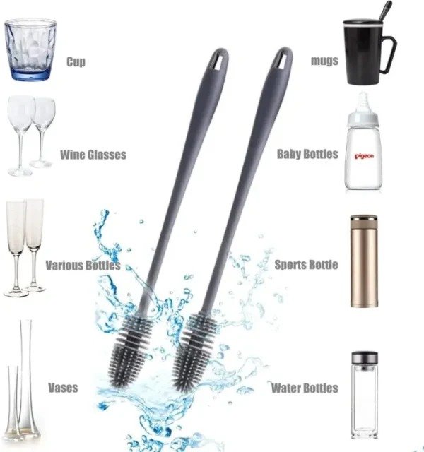 1 Pcs Silicone Feeder Bottle Brush Glass Brush Cup Brushes Long Handle - Image 2