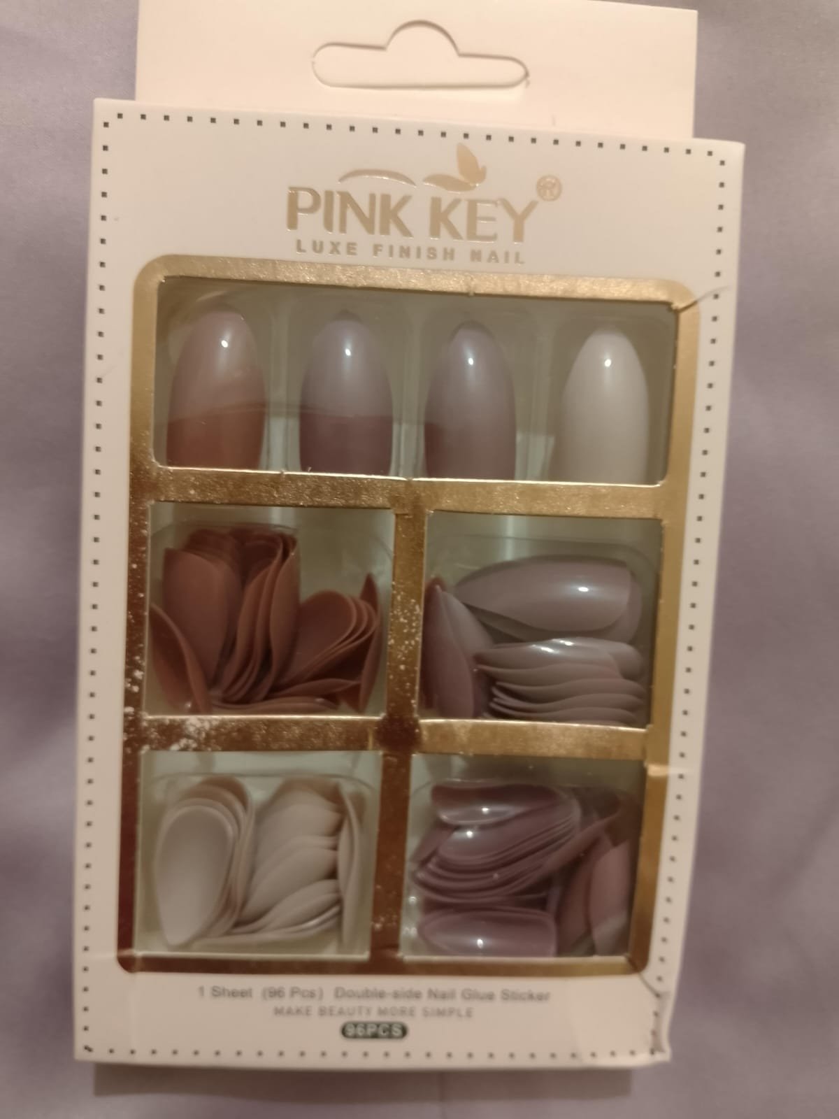 96 Pcs Nude Colors Nail Pack Without Glue Or Sticker (Random Color)