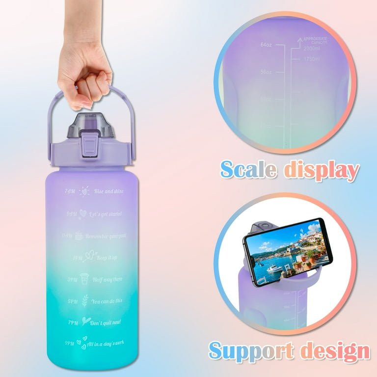 Sports Water Bottles 3 Pcs Set With Motivational Time Marker &Amp;...