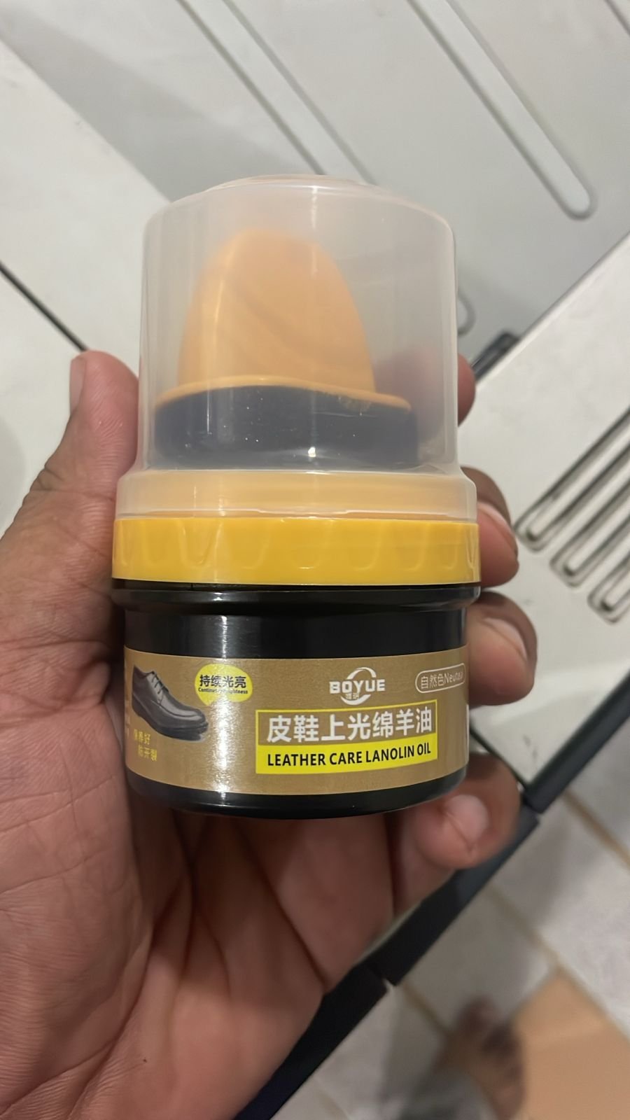 Black Leather Shoe Polish Cream With Sponge - Image 2