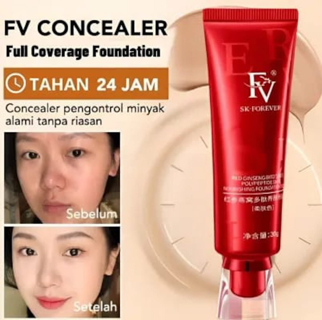 Red Diamond Fv Foundation, Oil Absorb Liquid Foundation - Image 4
