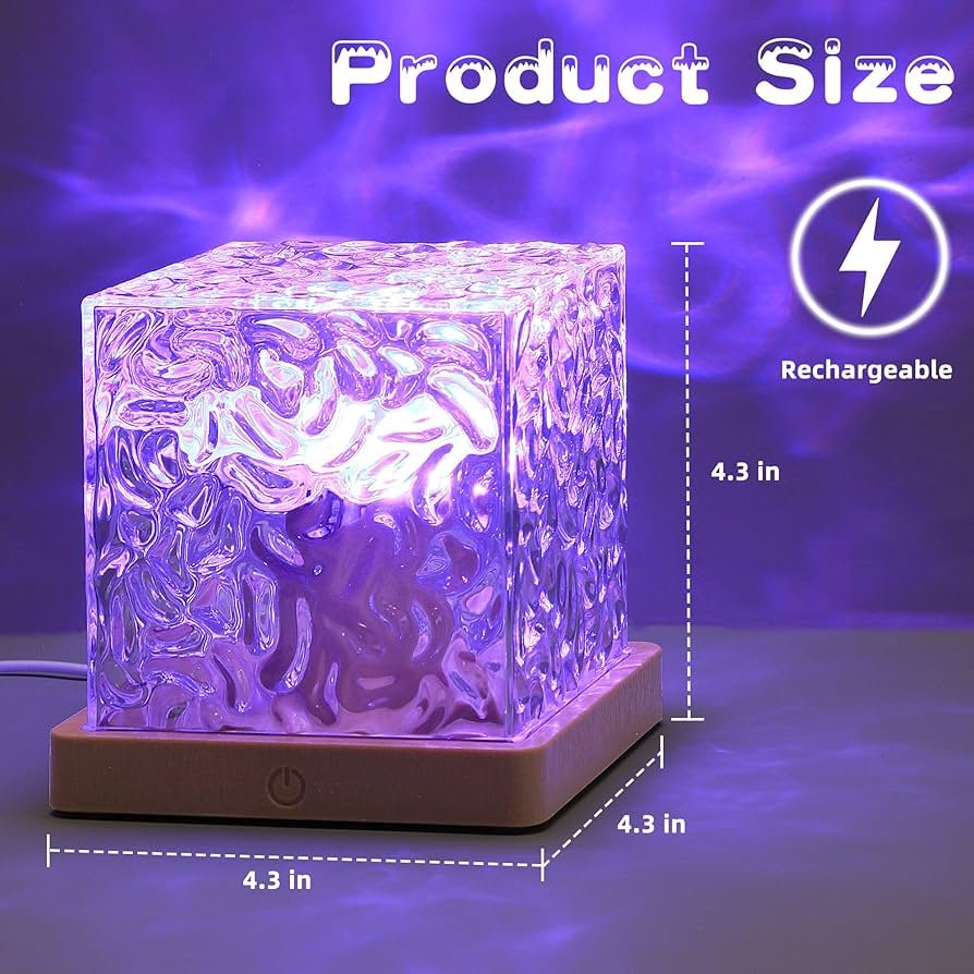 Dynamic Rotating Water Ripple Night Light 3 Colors Flame Crystal... - Image 5