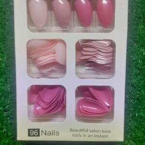 96 Pcs Fake Nails Multicolor For Girls (Without Glue)