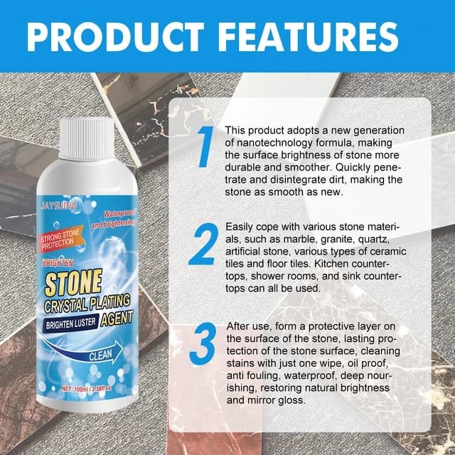 Stone Crystal Agent Cleaner, Marble Cleaner And Polish, Universal...