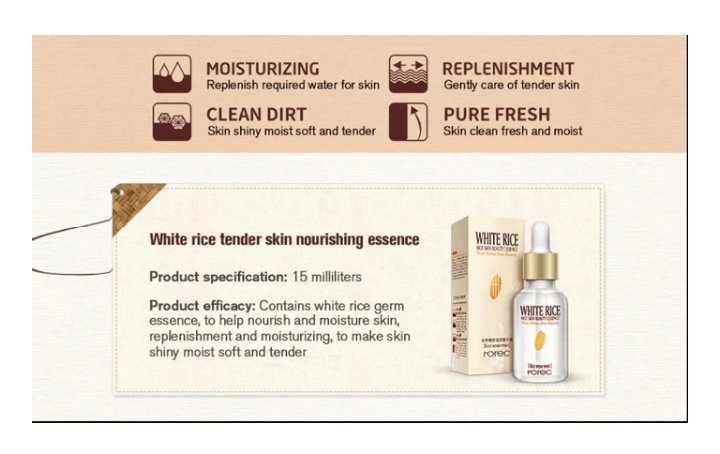 Rorec Moisturizing Anti Wrinkle Rice Face Serum For Open Pores 15Ml - Image 2