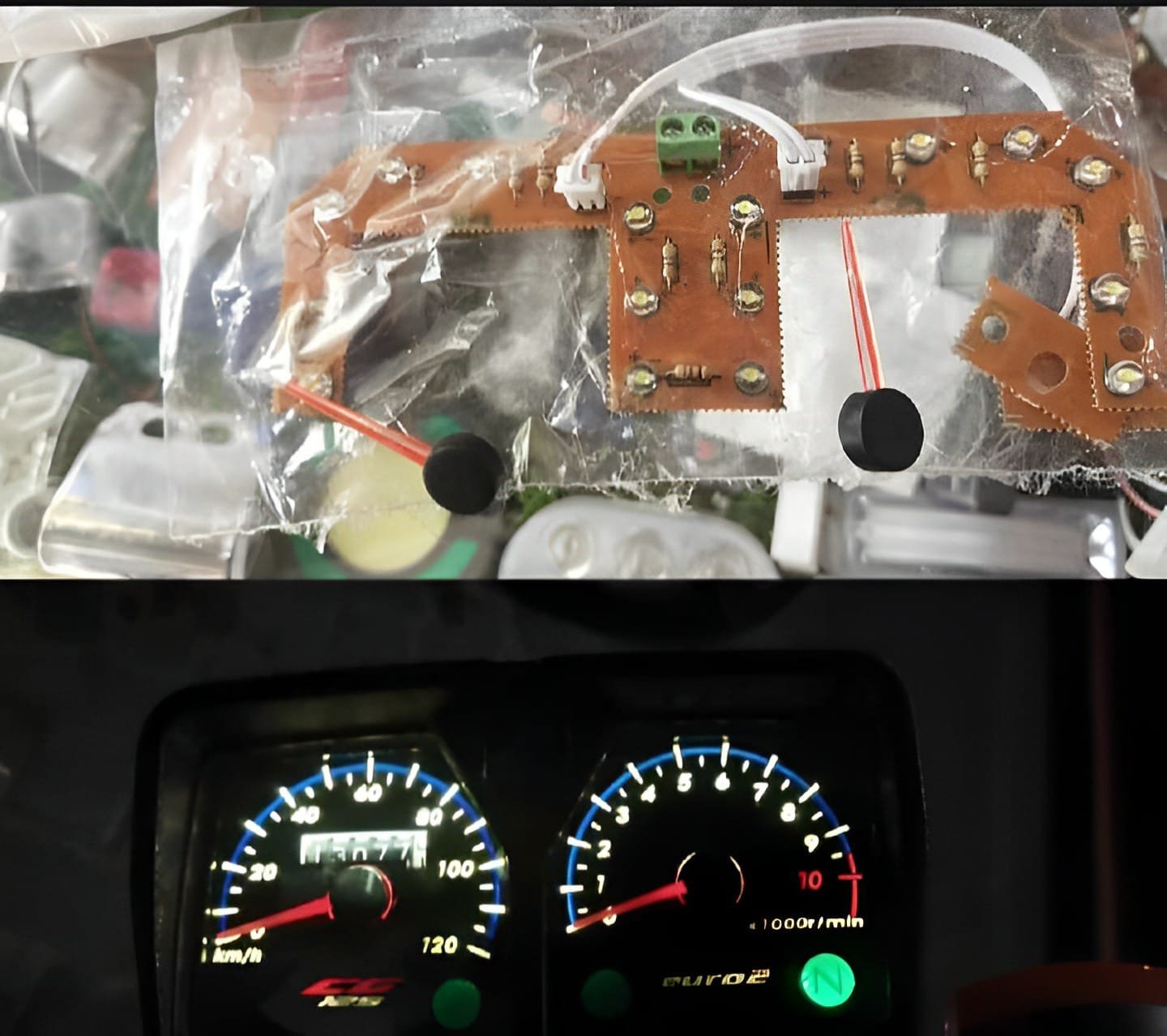 70Cc Meter Led Glowing Kit With Glowing Red Niddle For 70Cc Bike - Image 2