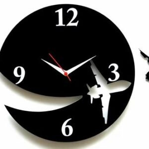 3D Wooden Wall Clock With Airplane Designer Theme For Home &Amp;...