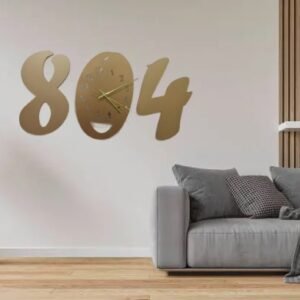 3D Wall Clock Wooden  Golden Color  Wall Clock (804)