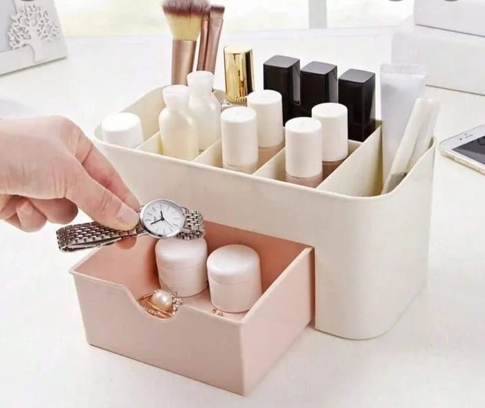 Plastic Makeup Storage Box With Small Drawer For Bathroom,... - Image 4