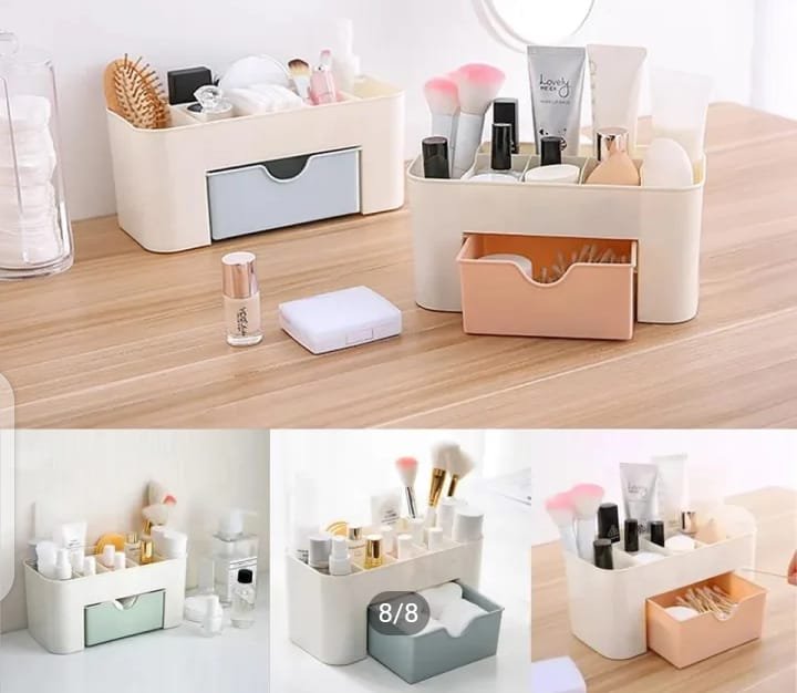 Plastic Makeup Storage Box With Small Drawer For Bathroom,... - Image 2