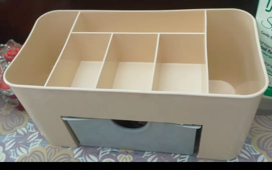 Plastic Makeup Storage Box With Small Drawer For Bathroom,...