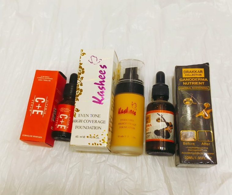 Pack Of 3 Vitamin C &Amp; E Serum +Darkening Serum +Kashees Foundation - Image 4