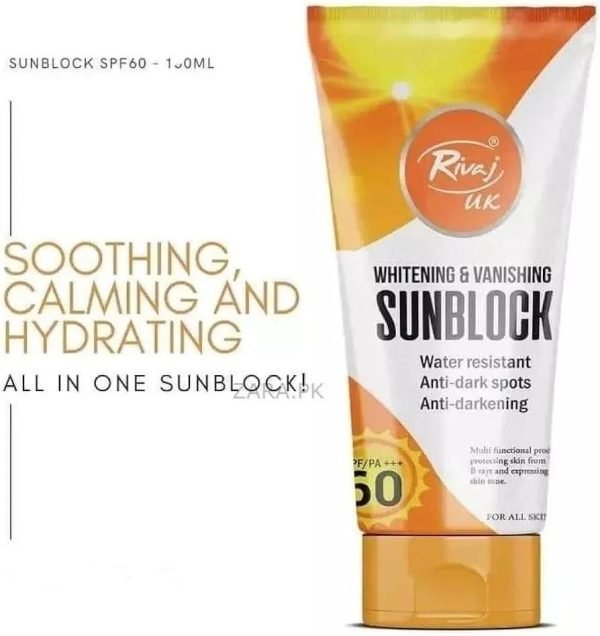 Rivaj Sunblock Whitening &Amp; Vanishing Spf60 Ideal For All Skin... - Image 2