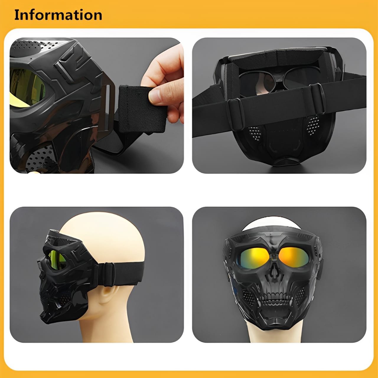 Motorcycle Skull Mask Cycling Windproof Full Face Skeleton... - Image 3