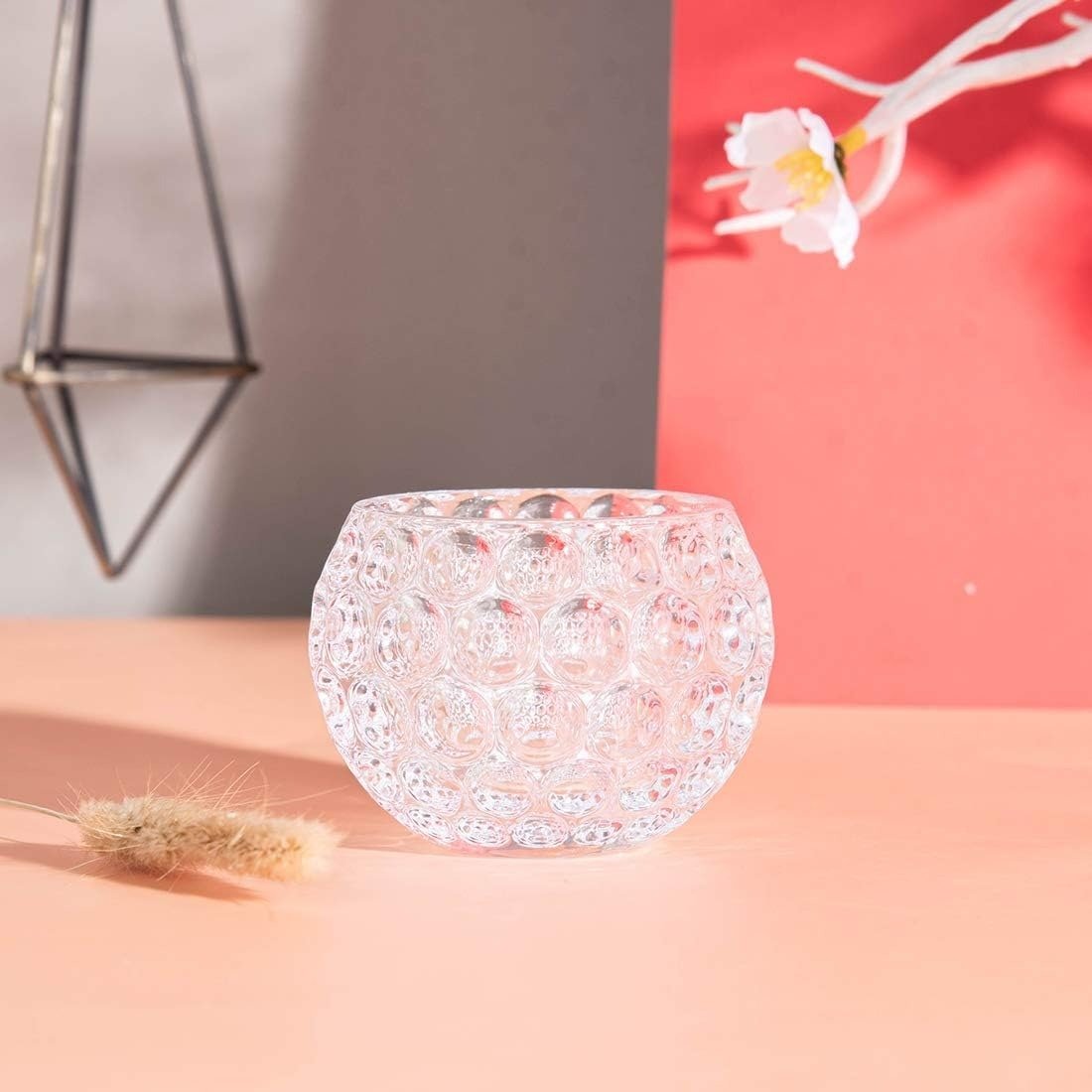 Amber Shine Crystal Tealight Candle Holder For Home And Office...