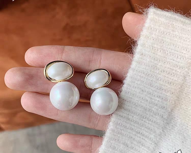 Oval Shape Marble Korean Style Earings For Women Girls Design... - Image 2