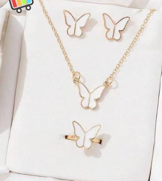 Butterfly Set, Pack Of 4 / Pendants Necklace Earrings Ring For... - Image 2