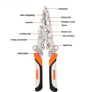 Foldable 8-In-1 Wire Stripping &Amp; Cutting Multi-Tool