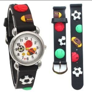 High Quality Cute Football Cartoon Children Watch Girls Rubber...