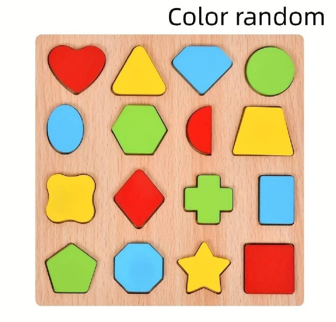 Colorful Geometric Shapes Wooden Cognitive Board Puzzle - Image 3