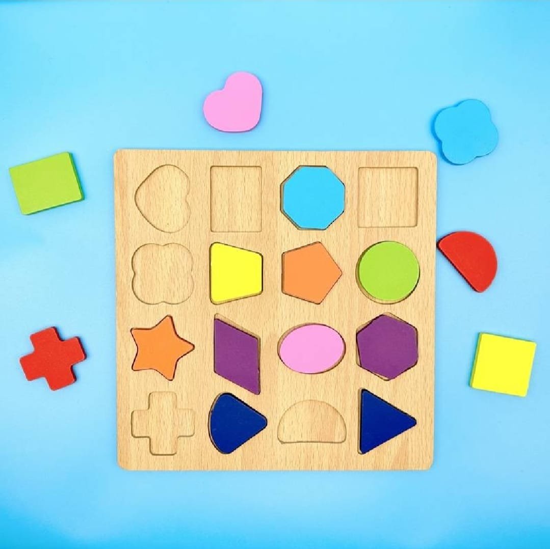 Colorful Geometric Shapes Wooden Cognitive Board Puzzle - Image 5