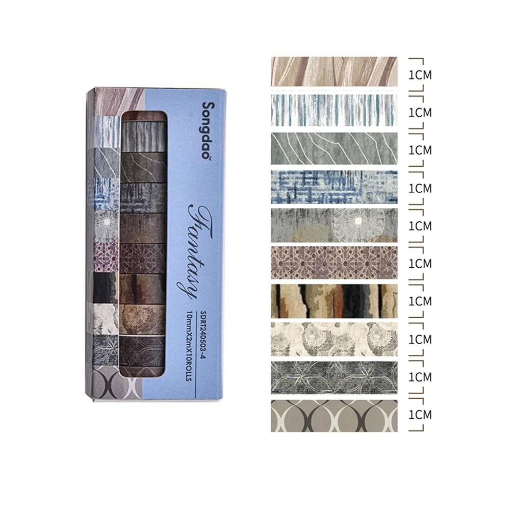 Songdao 10 Rolls Fantasy Washi Tape Set Texture Arts Adhesive... - Image 2