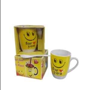 Smart And Cute Emoji Ceramic Smiley Cup With Spoon