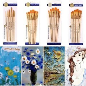 Pack Of 6 Professional Angular Brush Set For Artists