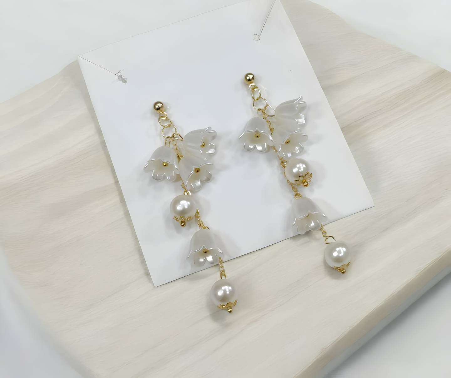 Pearl Korean Flower Earrings For Women - Image 3