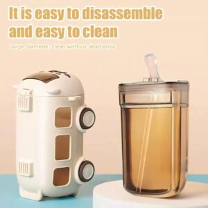 School Bus Design Kids Water Bottle With Strap