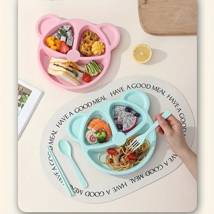 5 Piece Multi Color Panda Plates With 3 Spoons And 2 Forks...