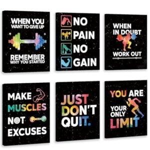 Set of 6 Motivational Sticky Canvas Frames for Wall Decore / Sticky