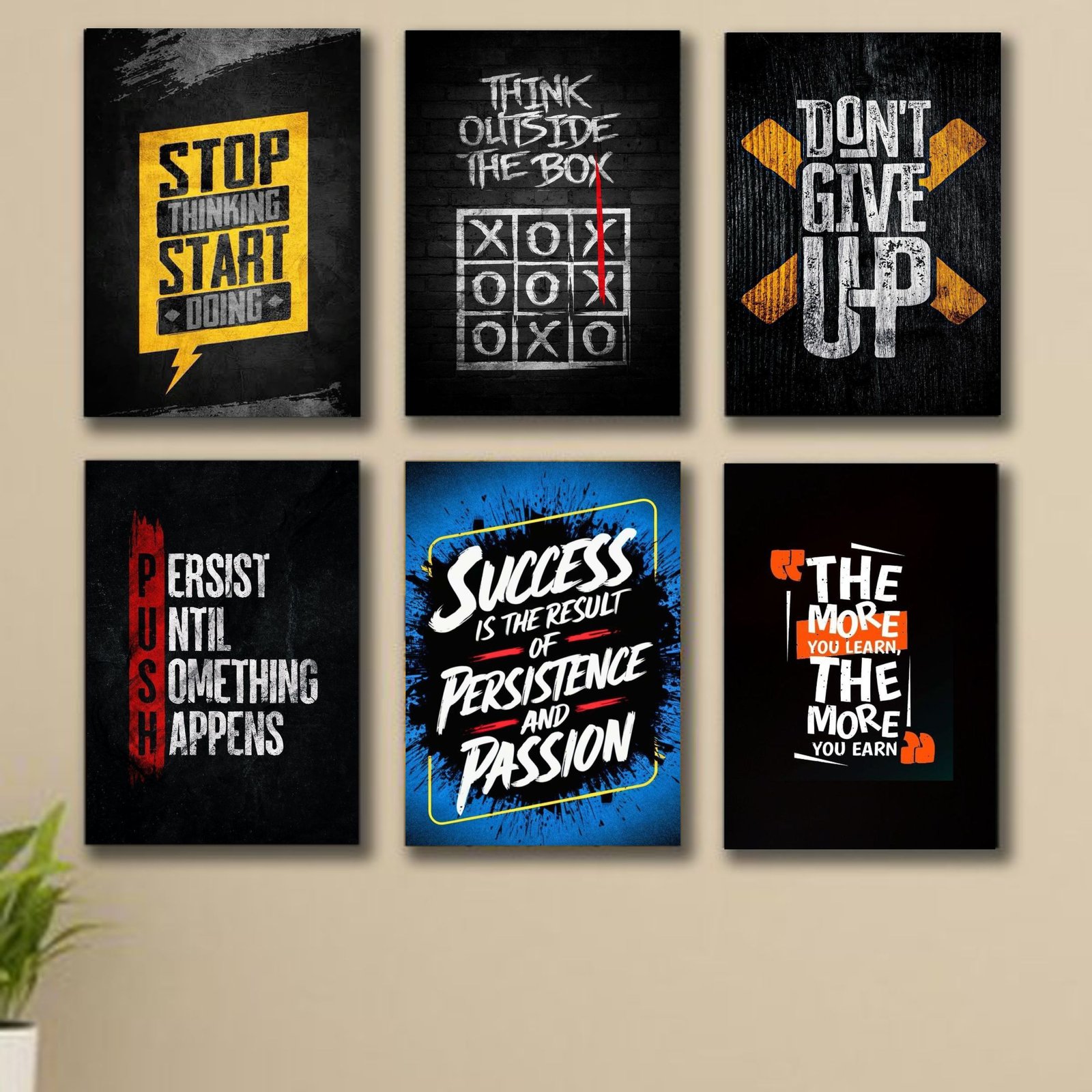 Set Of 6 Motivational Wooden Canvas Frames For Wall Decore /...