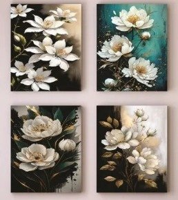 Set of 4 Wall Art Wooden Phototile Frames for Wall Decor Providing