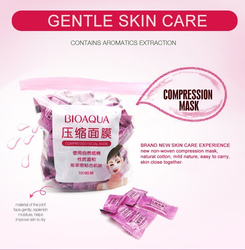 Pack Of 50 Bioaqua Compressed Facial Tablet Face Sheet