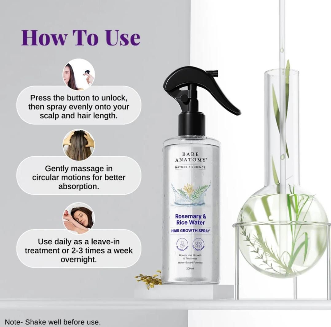 Bare Anatomy Rosemary & Rice Water Hair Growth Spray - Image 5