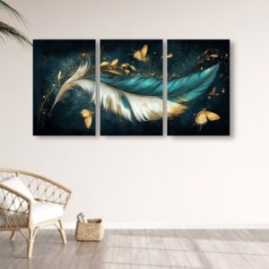 Set Of 3 Leaf Art Wooden Frames For Wall Decoration / Sticky Photo...