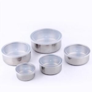 5pc Set Stainless Steel Bowl with Lid Kitchen Refrigerator Food Storage