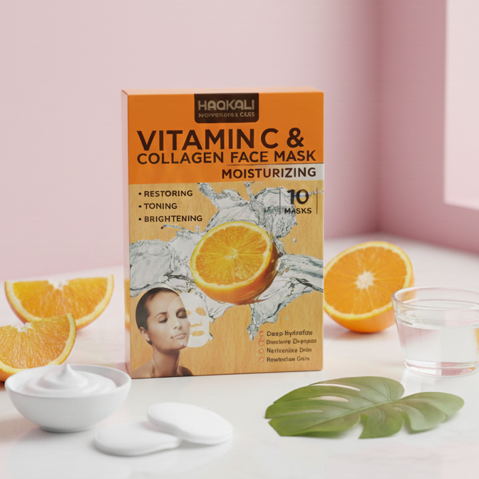 Haqkali Professional Care Vitamin C & Collagen Moisturizing Face Mask - Image 2