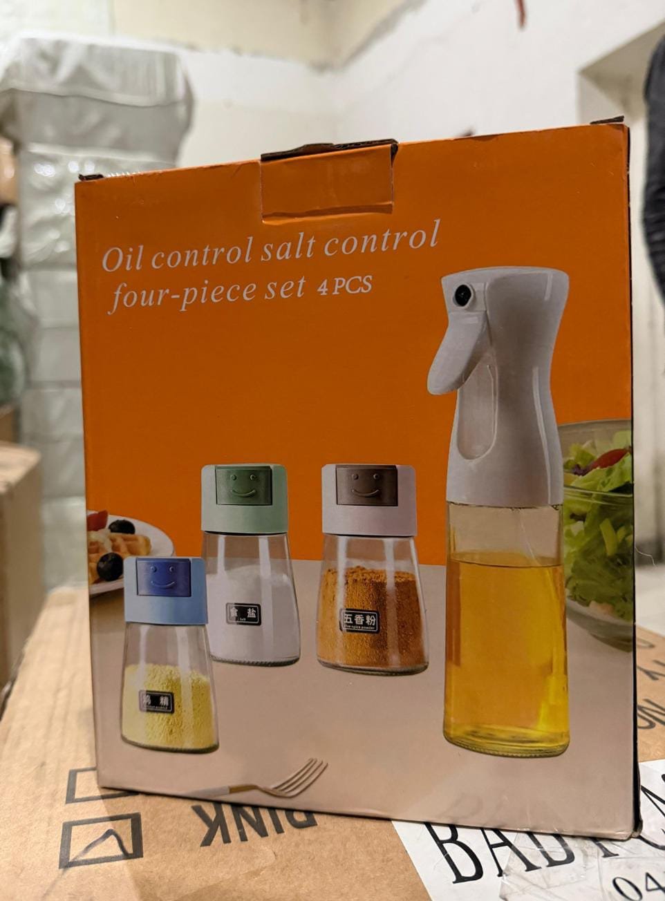 4pcs Oil and Spice Countertop Set Daisy Glass Seasoning Organizer - Image 5