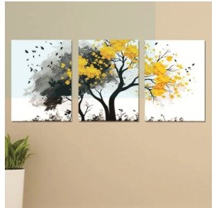 Set of 3 Flower Wall Art Wooden Canvas Frames (8×11 Inches)