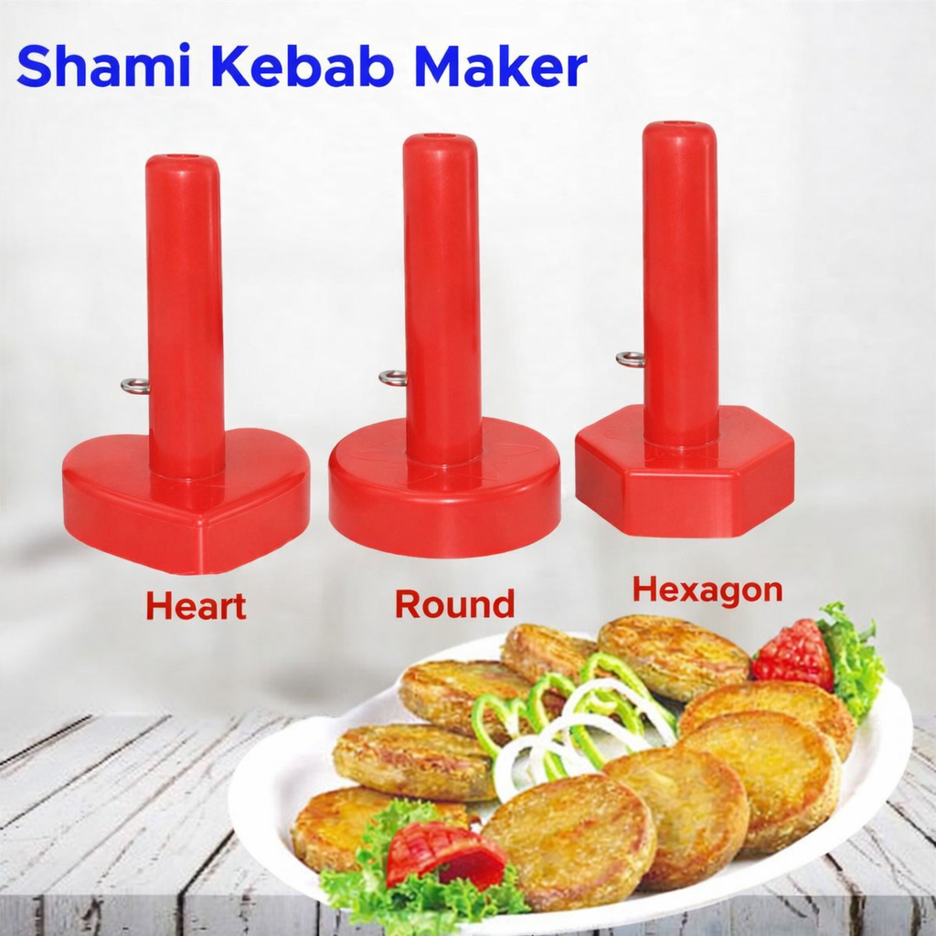Kabab Maker Set Of 3 Pcs (Heart, Round, Hexagon) (Random Color)