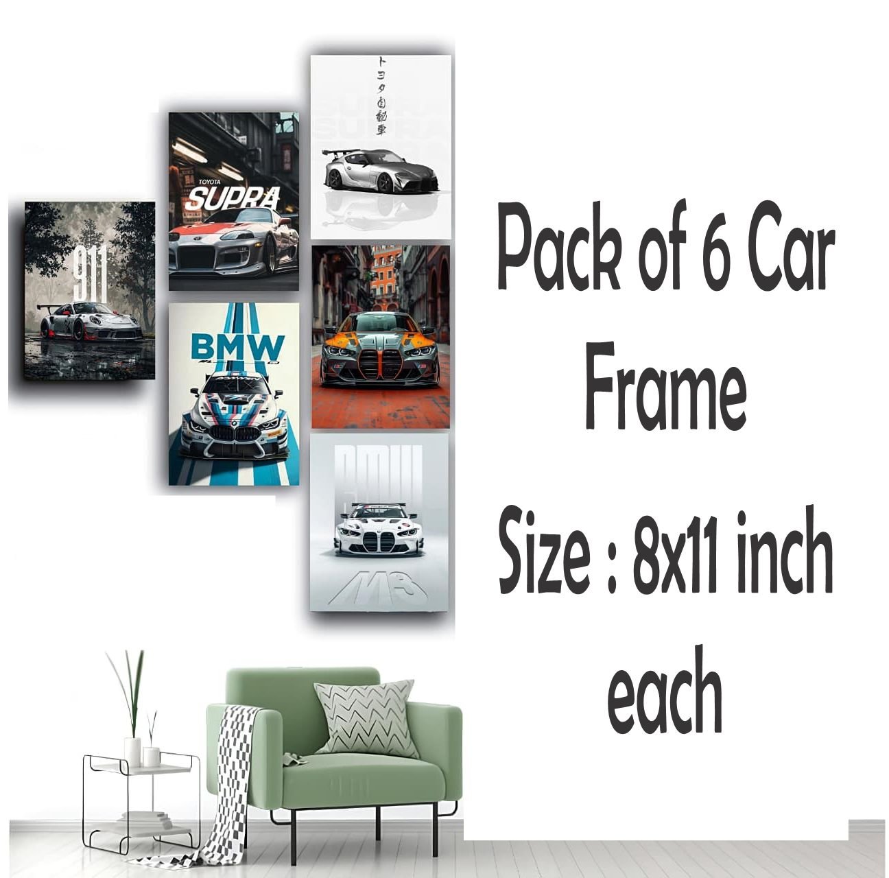 6 Pcs Most Unique Combo Car Walmate Set For Home Decoration. Wall...