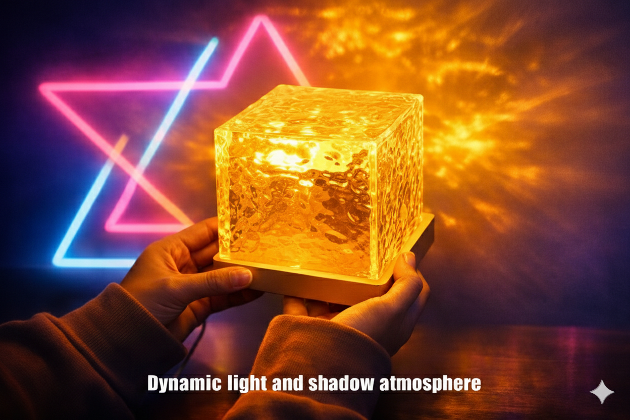 Dynamic Rotating Water Ripple Night Light Milti Colors Flame... - Image 2