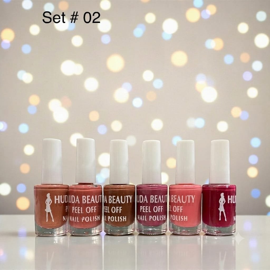 Huda Beauty Peel Off Nail Polish Set Pack of 6 Full Size Long Lasting - Image 2