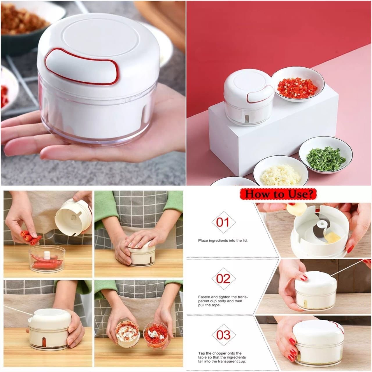 Mini Food Chopper Powerful Meat Grinder Hand-Power Food Chopper... - Image 4