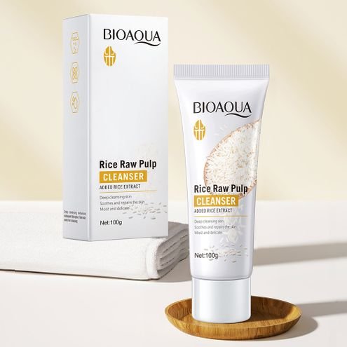 Bioaqua Rice Raw Pulp Skin Whitening Product - Facial Cleanser (100G) - Image 3