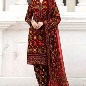 Trendy Digital Chunri Print Embroidered Lawn 3pc Unstitched Suit