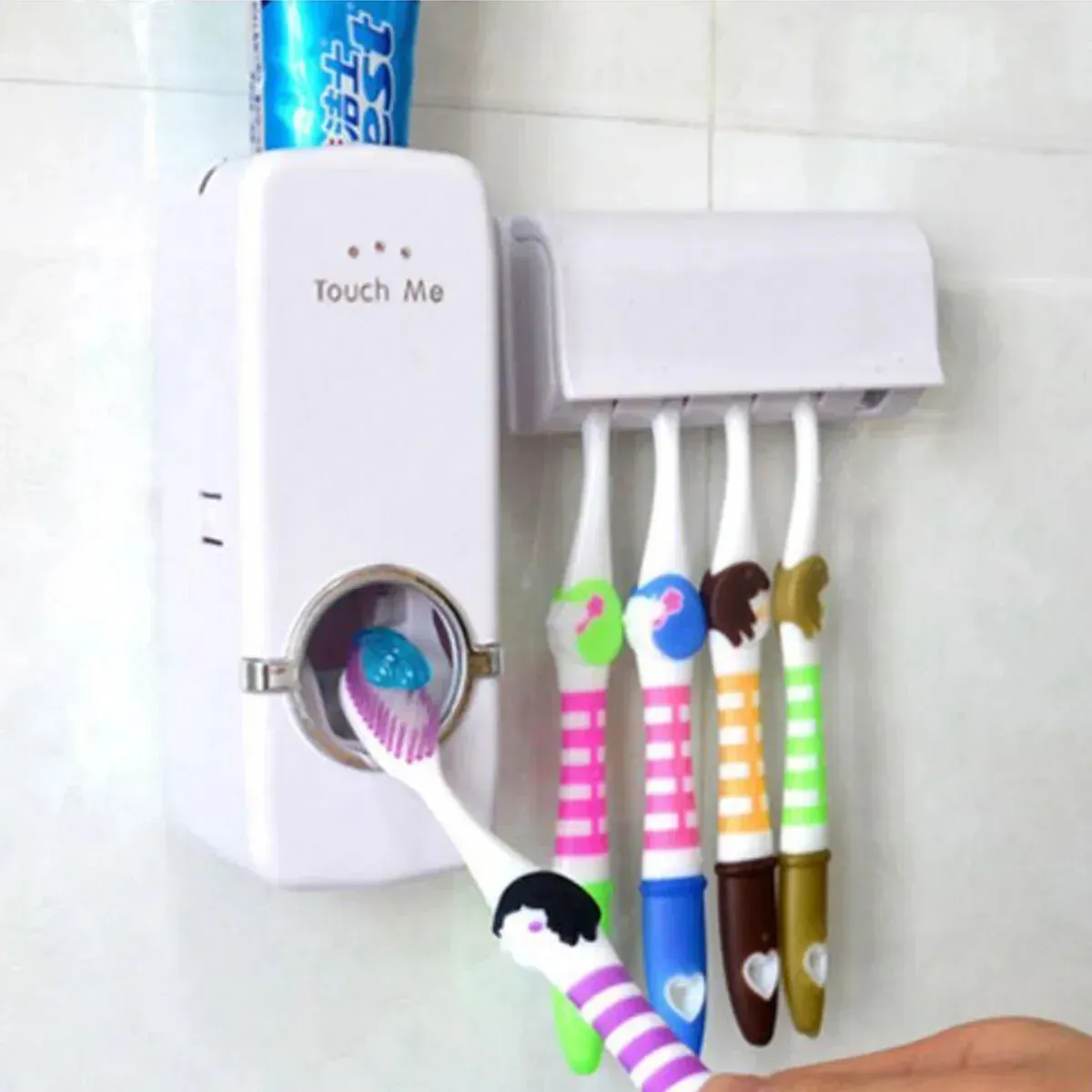 Automatic Toothpaste Dispenser with Toothbrush Holder Easy Use Bathroom - Image 4